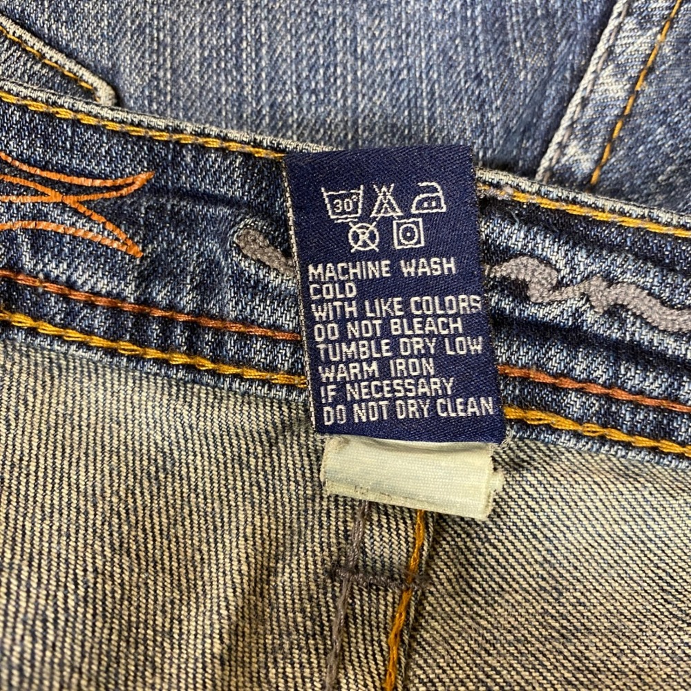 WORN Aged Denim Jeans Men 36x34 Blue Denim Straight Designer Streetwear - Picture 10 of 16